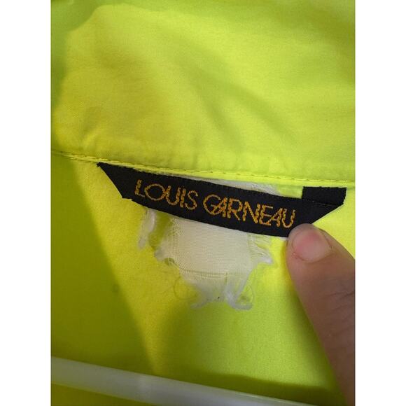 Louis Garneau Cycling Jacket M/L Neon Yellow Full Zip Lightweight - Picture 2 of 6